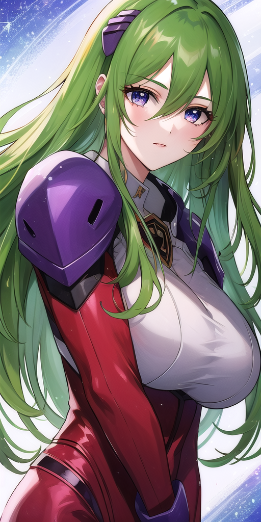 17802-1982725672-_lora_EmiliaJeniusV2_0.7_ emiliajenius, huge_breasts, huge_breasts, standing, solo, Red_pilot_suit_White_bustier_Purple_shoulder.png